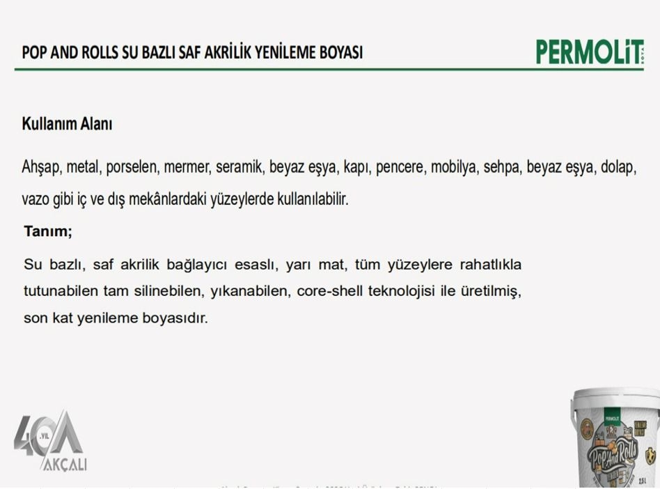 Pop And Rolls Yenileme Boyası 2.5 LT